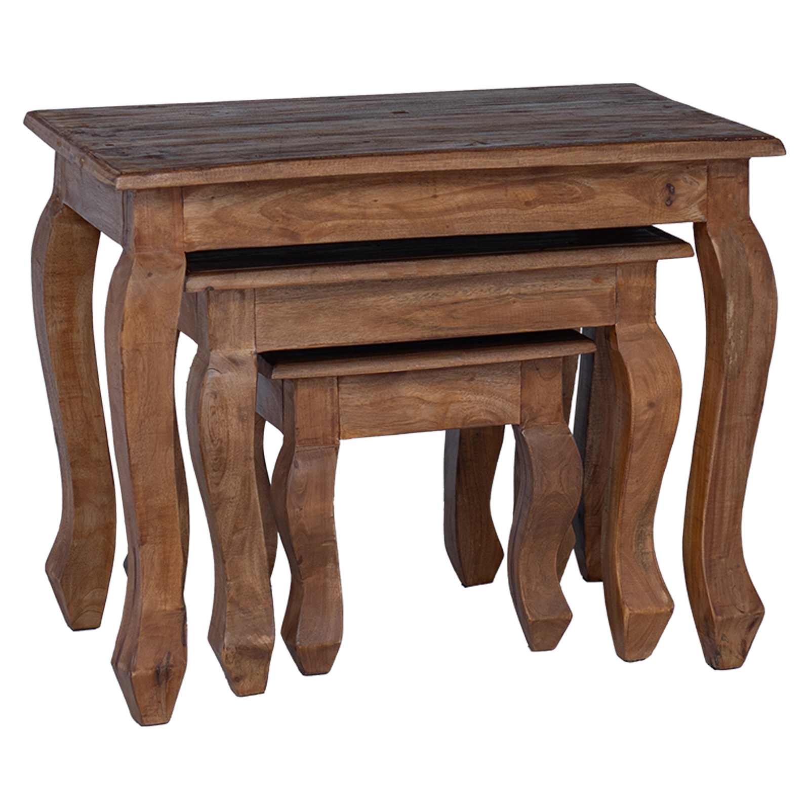 Nesttafel 3 Pcs Bruin Massief Mahoniehout