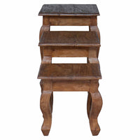 Nesttafel 3 Pcs Bruin Massief Mahoniehout
