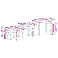 Nesttafel 3 Pcs Bruin Massief Mahoniehout