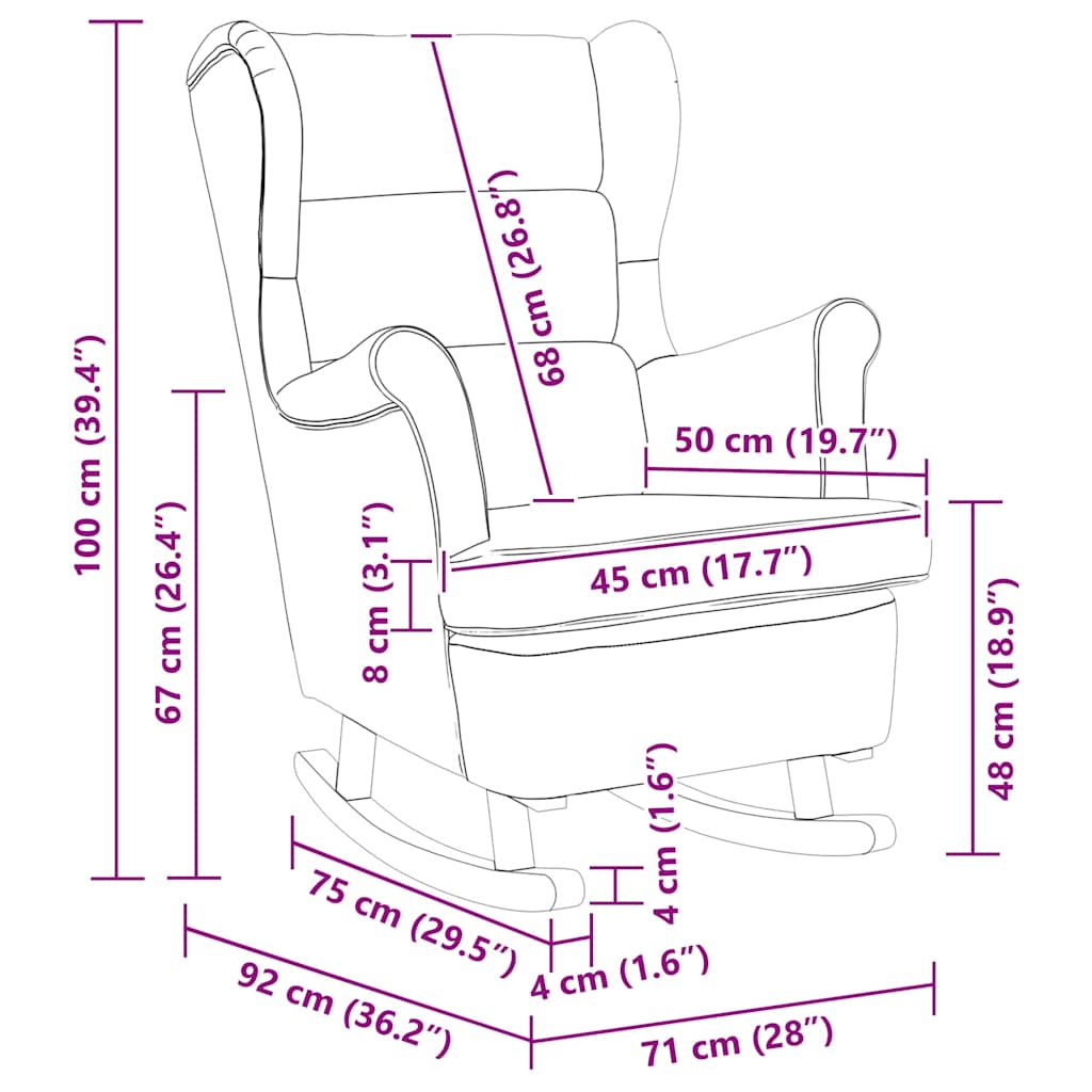 Schommelstoel Met Kussen 92 X 71 X 100 Cm Multiplex
