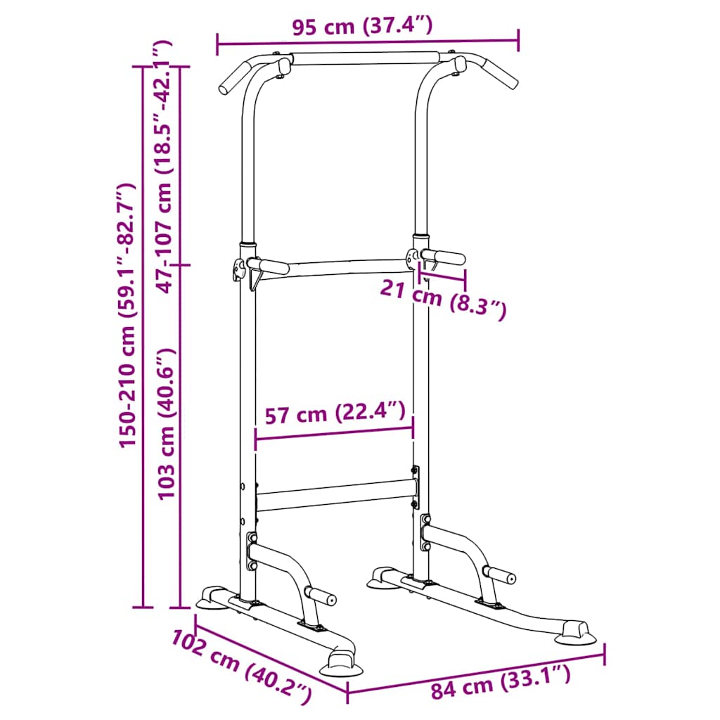 Kracht Toren Dip Station Zwart 102 X 95 X 210 Cm