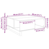 Salontafel 80 X 80 X 36,5 Cm Bewerkt Hout