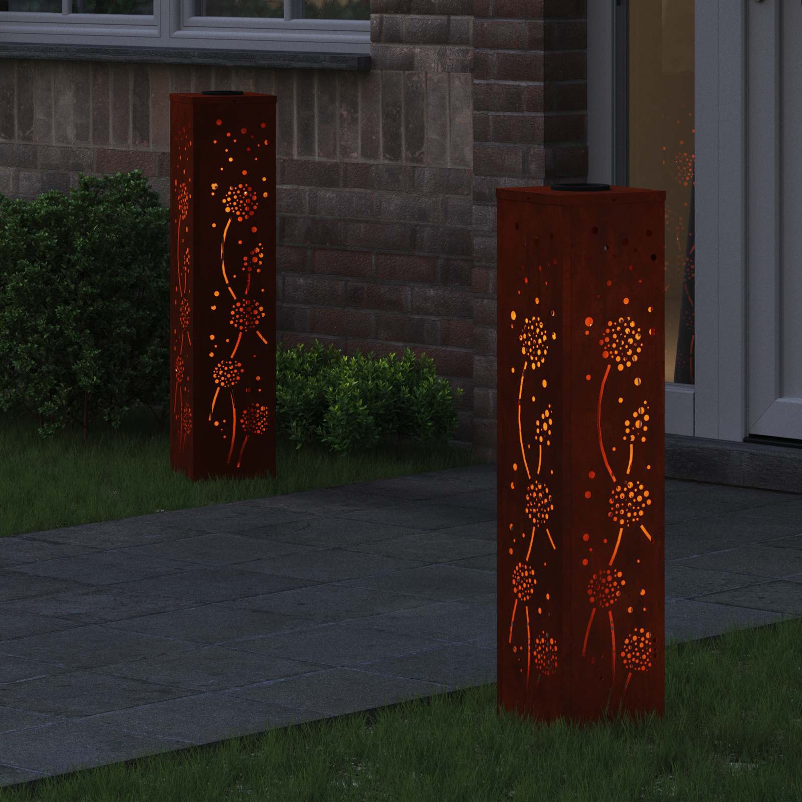 Solar Led Pad Licht 2 Pcs Roestig