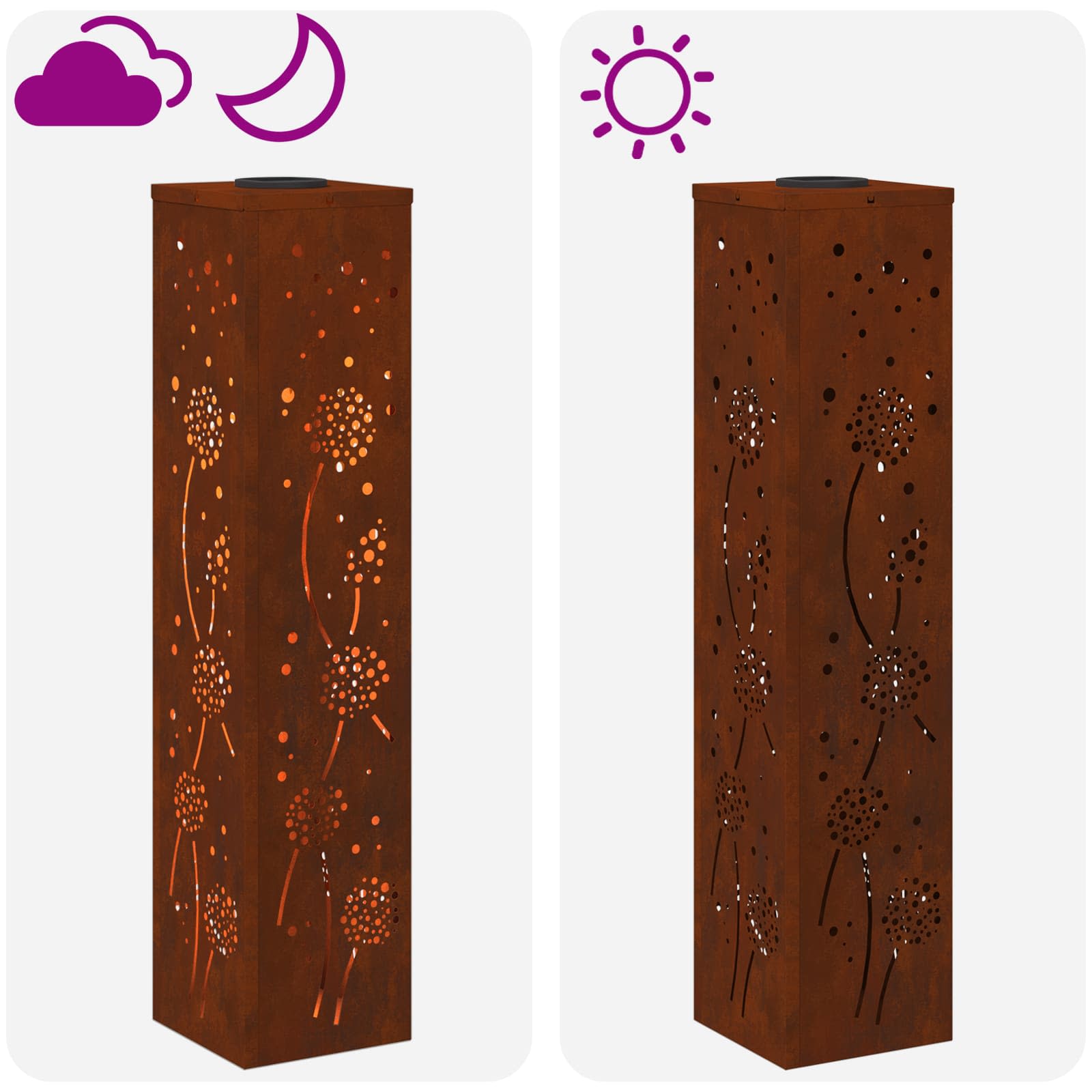 Solar Led Pad Licht 2 Pcs Roestig
