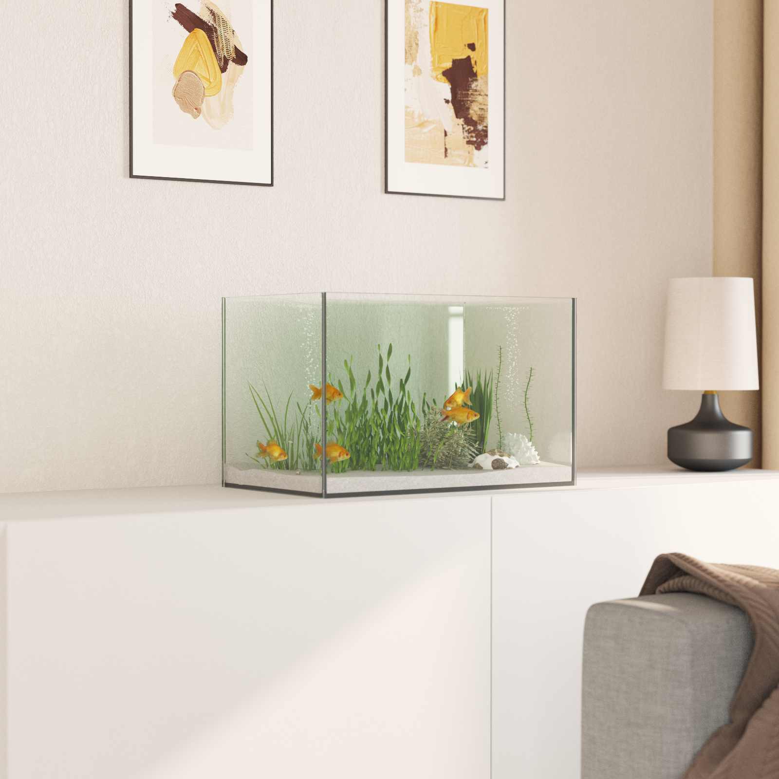 Aquarium Met Opslag Doorzichtig Glas