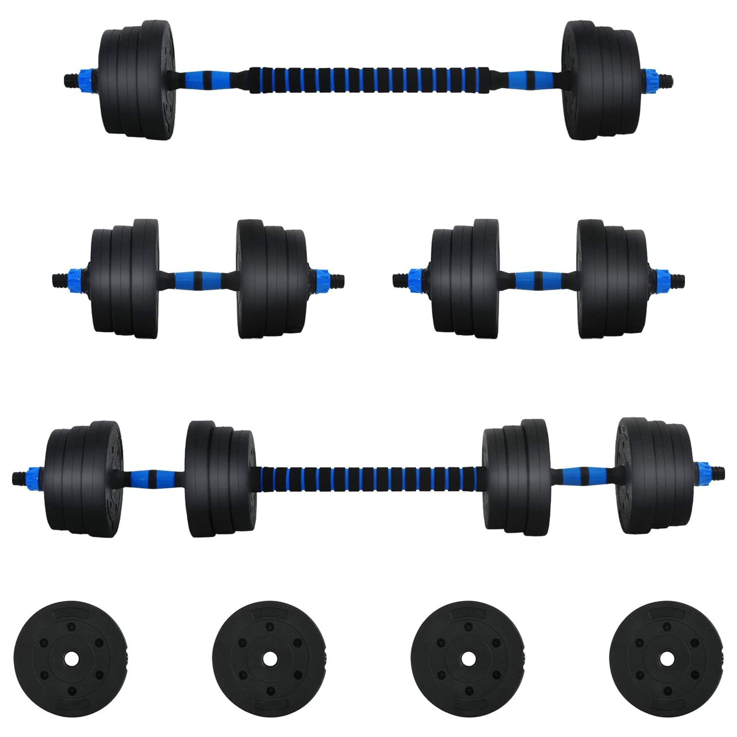 2-In-1 Halter Set 30Kg Zwart En Blauw Cement En Ijzeren Zand