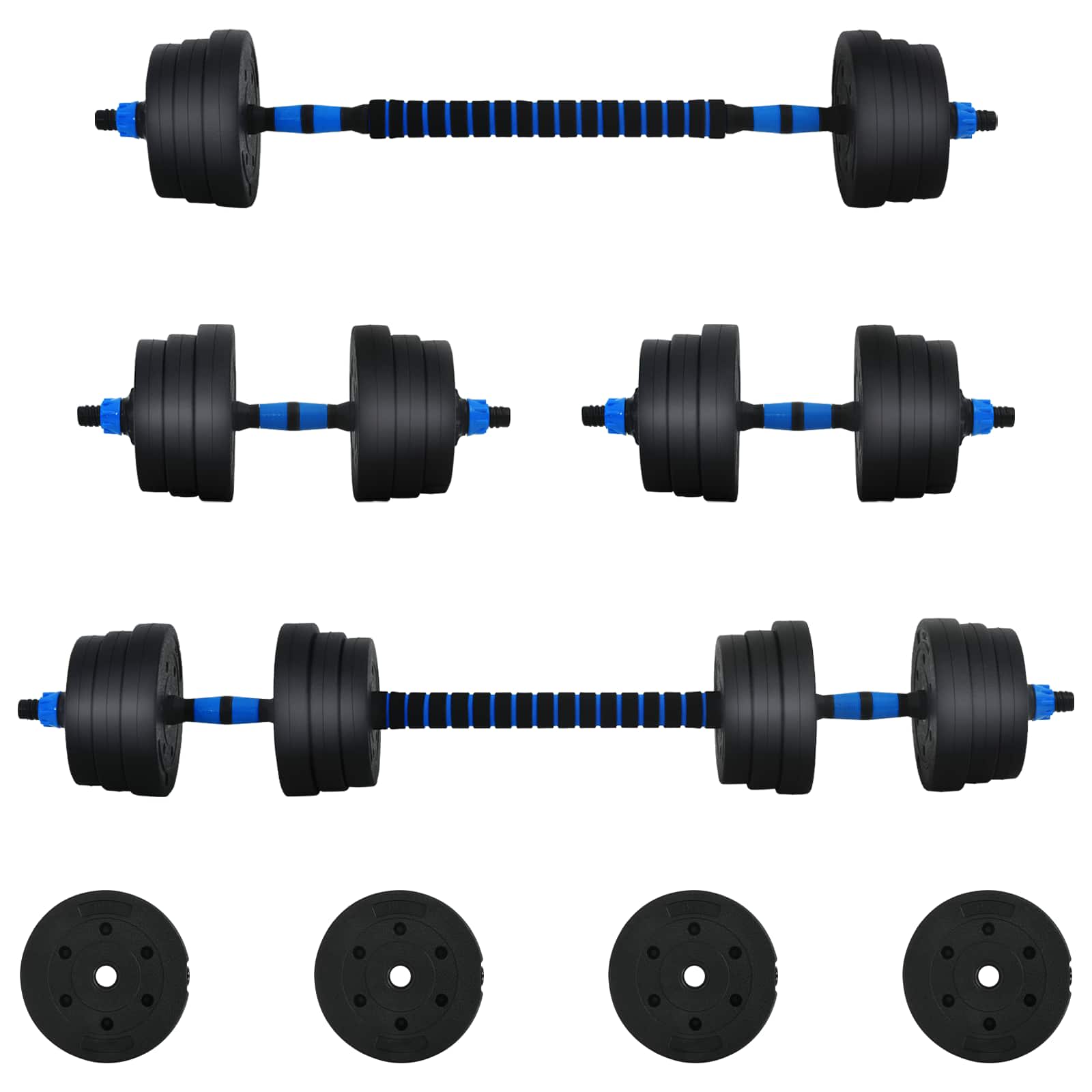 2-In-1 Halter Set 30Kg Zwart En Blauw Cement En Ijzeren Zand