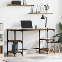 Bureau 140X50X75 Cm Metaal En Bewerkt Hout Eiken