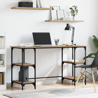 Bureau 140X50X75 Cm Metaal En Bewerkt Hout Eiken