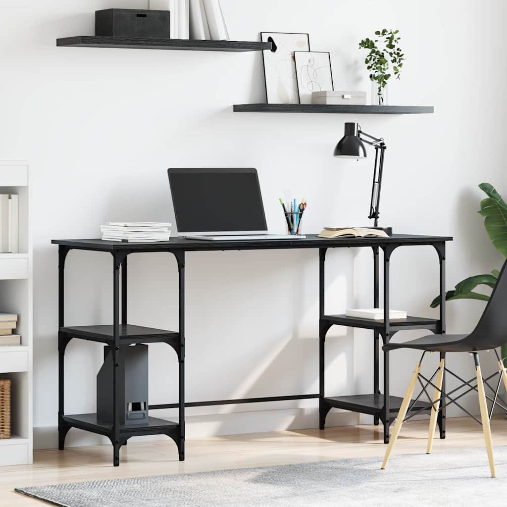 Bureau 140X50X75 Cm Metaal En Bewerkt Hout Eiken