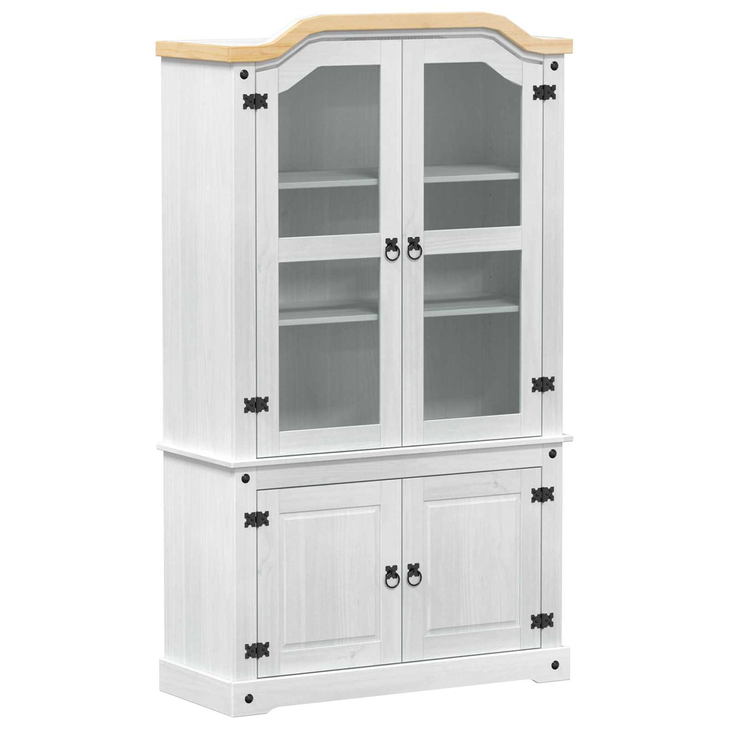 Vitrinekast 103,5 X 42 X 180 Cm Massief Grenenhout