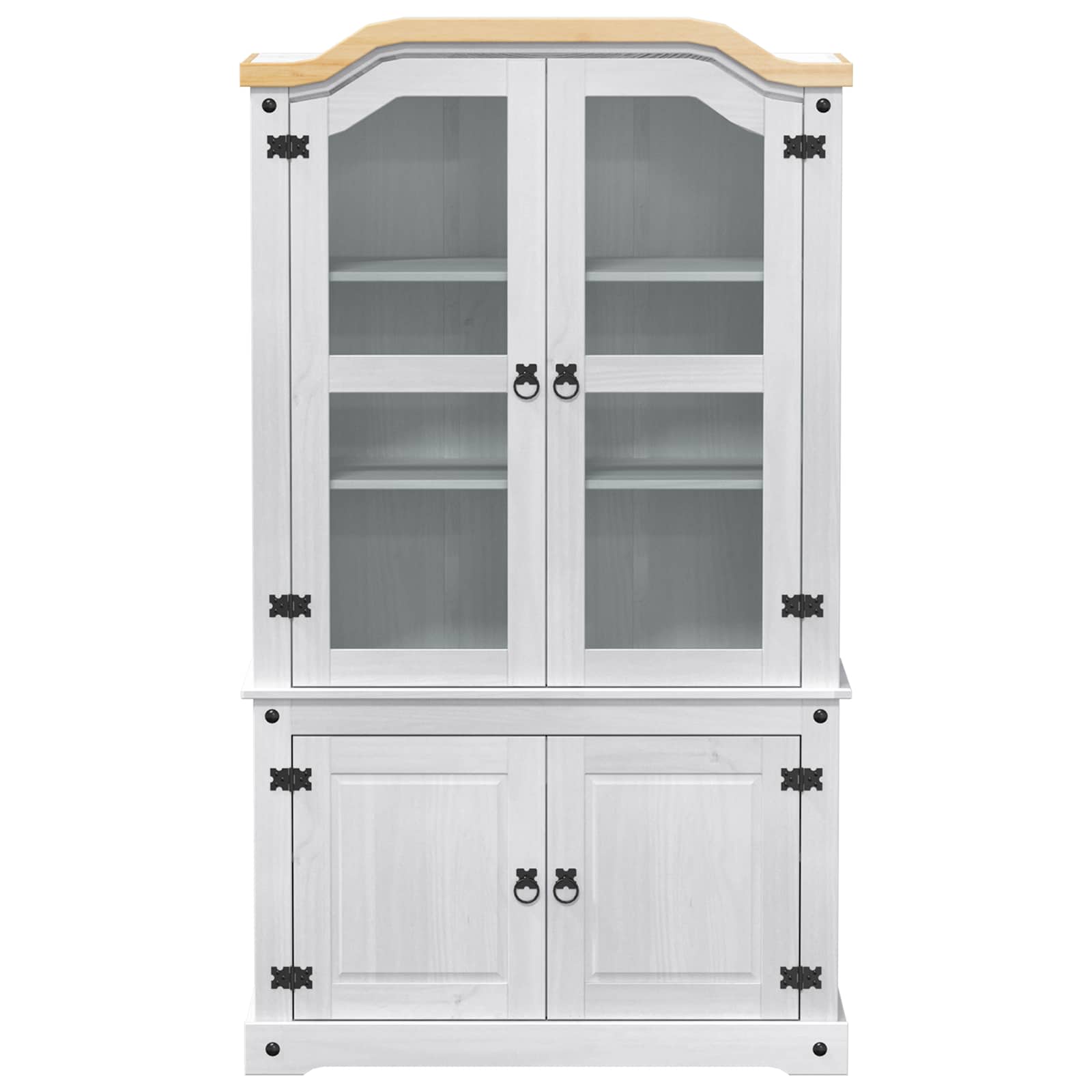 Vitrinekast 103,5 X 42 X 180 Cm Massief Grenenhout