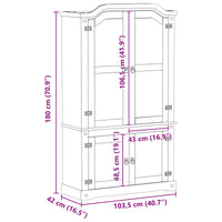 Vitrinekast 103,5 X 42 X 180 Cm Massief Grenenhout