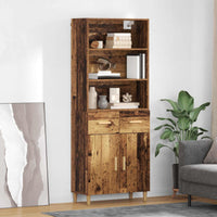 Hoge Kast 69,5 X 32,5 X 180 Cm Bewerkt Hout
