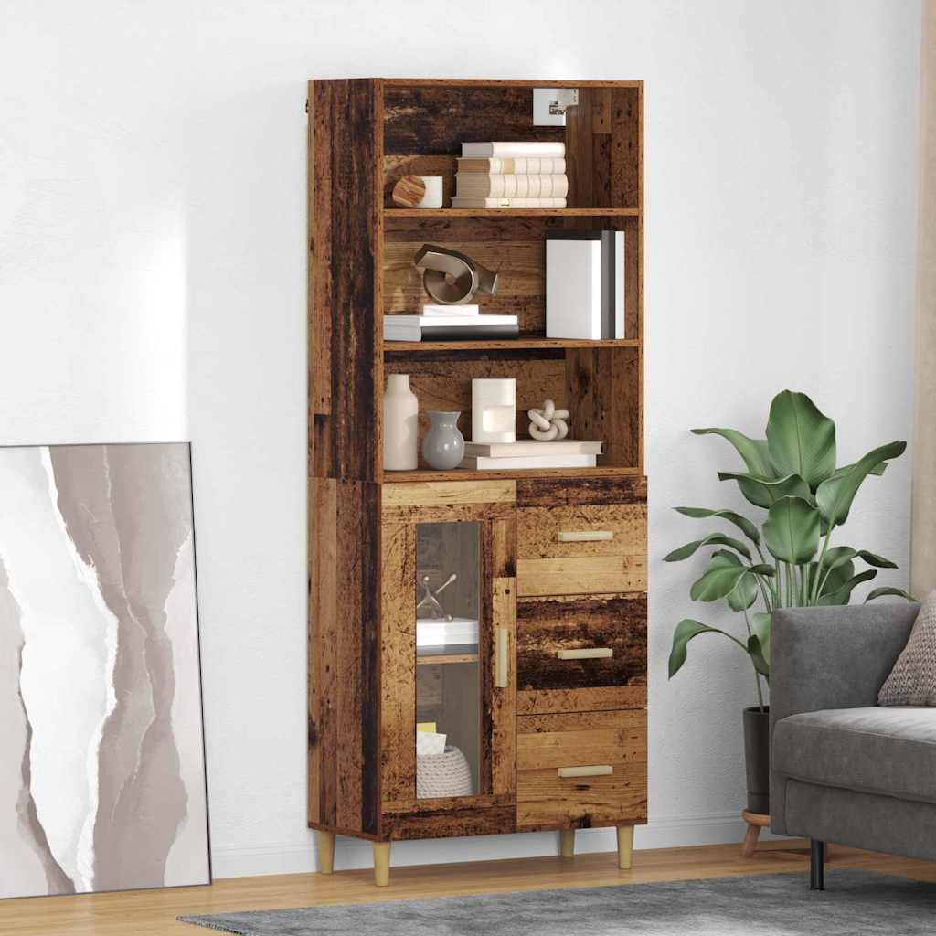 Hoge Kast 69,5 X 32,5 X 180 Cm Bewerkt Hout