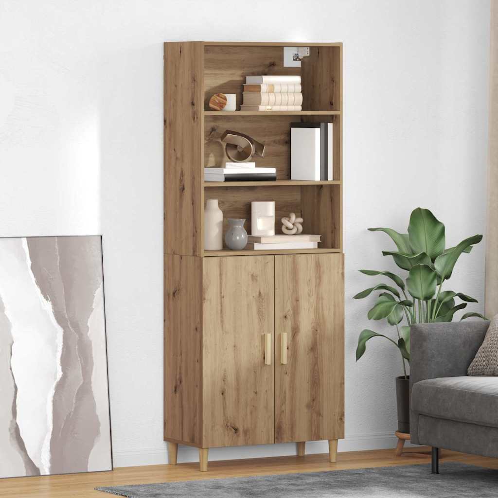 Hoge Kast 69,5 X 32,5 X 180 Cm Bewerkt Hout