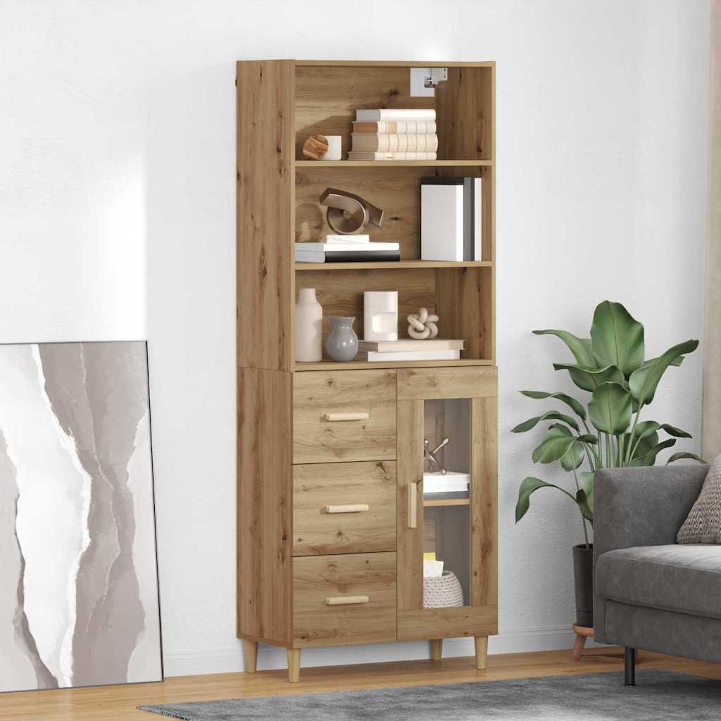 Hoge Kast 69,5 X 32,5 X 180 Cm Bewerkt Hout