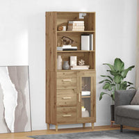 Hoge Kast 69,5 X 32,5 X 180 Cm Bewerkt Hout
