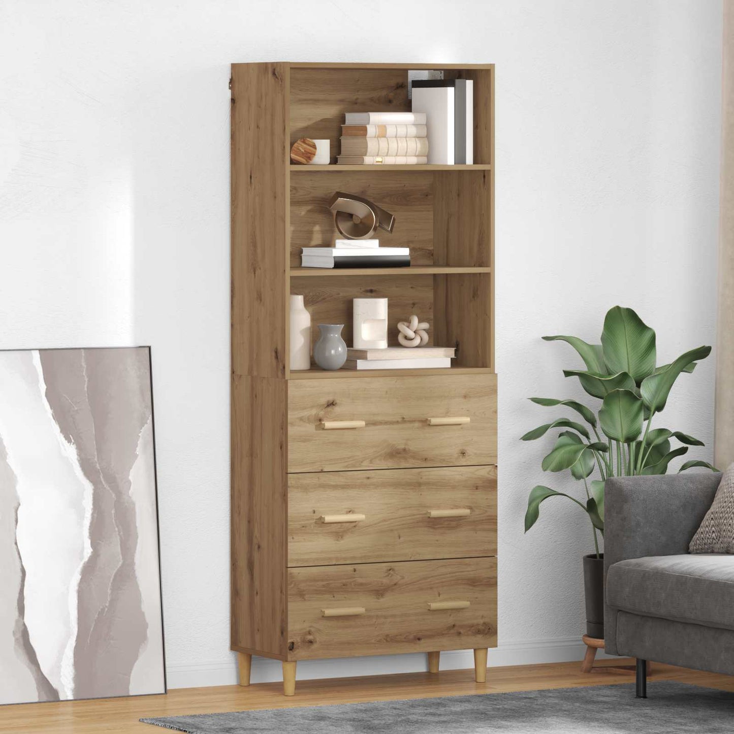 Hoge Kast 69,5 X 32,5 X 180 Cm Bewerkt Hout