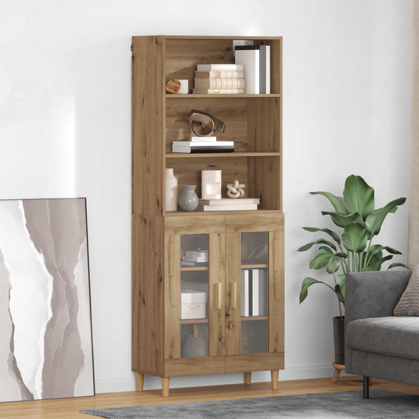 Hoge Kast 69,5 X 32,5 X 180 Cm Bewerkt Hout