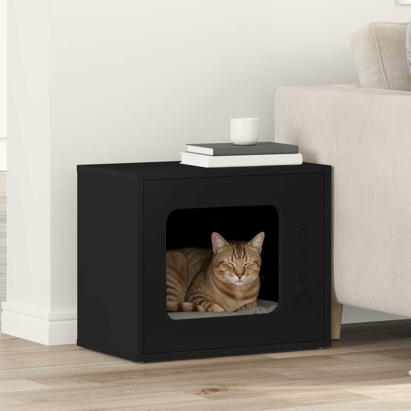 Kattenhuis Beton 51 X 30 X 42,5 Cm Bewerkt Hout