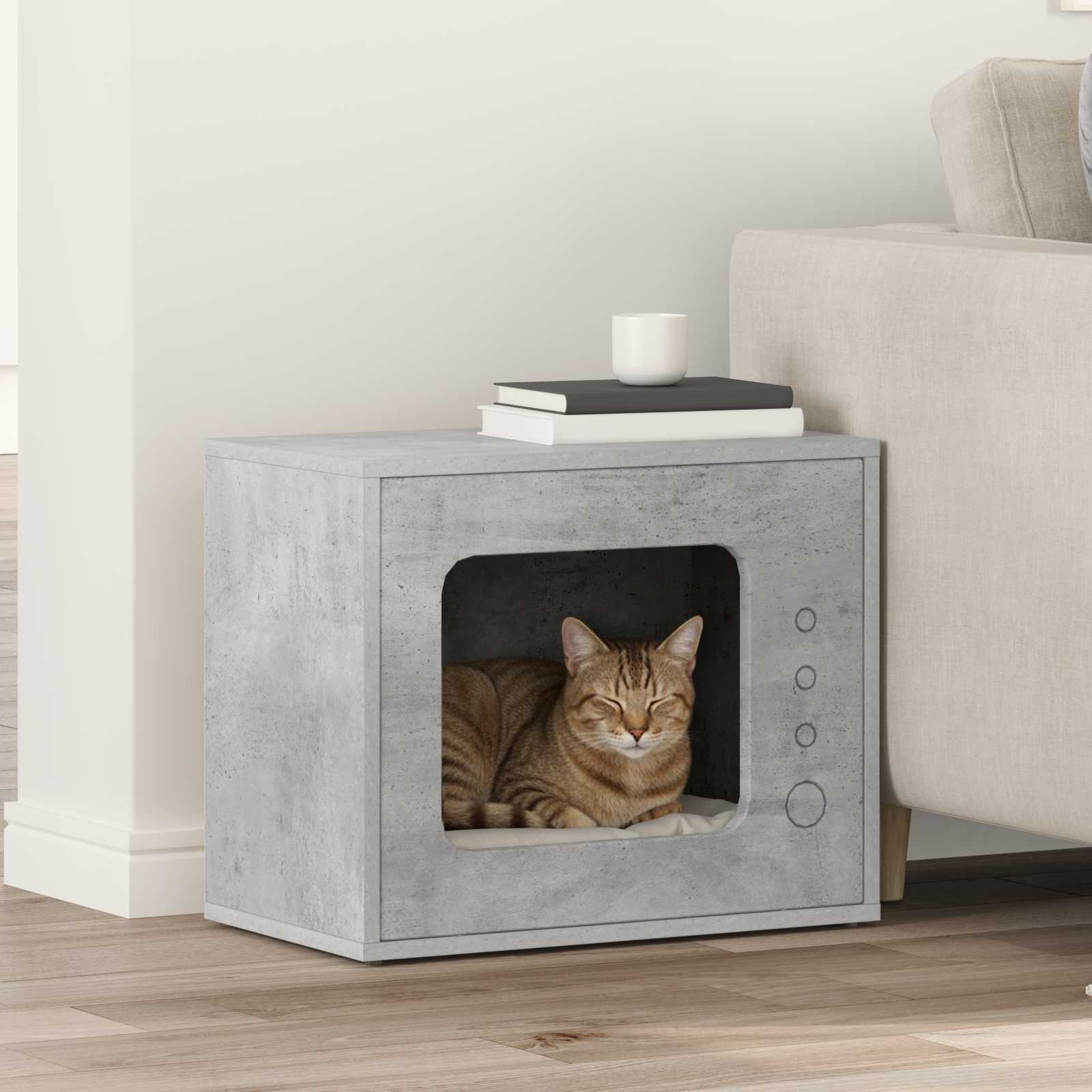 Kattenhuis Beton 51 X 30 X 42,5 Cm Bewerkt Hout