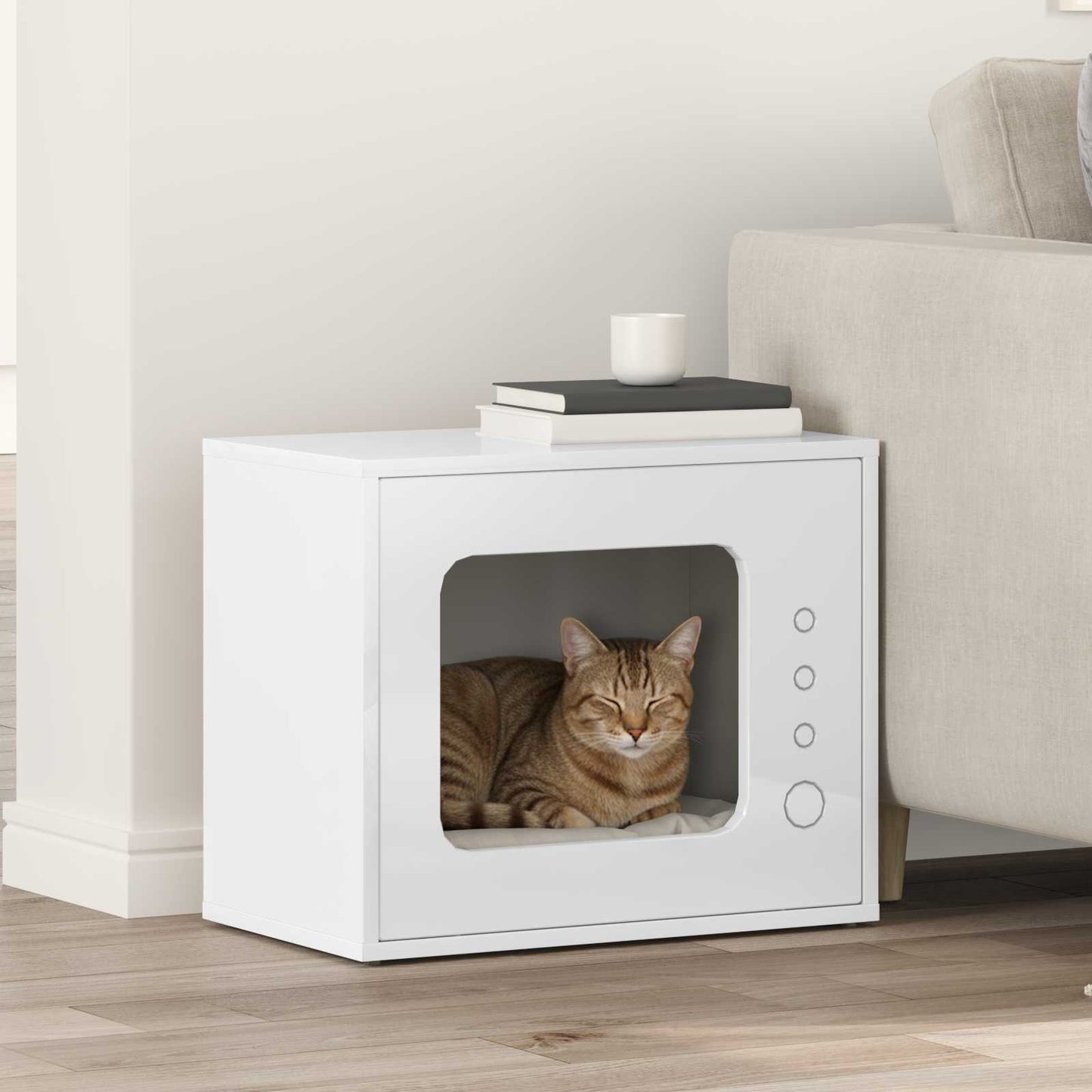 Kattenhuis Beton 51 X 30 X 42,5 Cm Bewerkt Hout