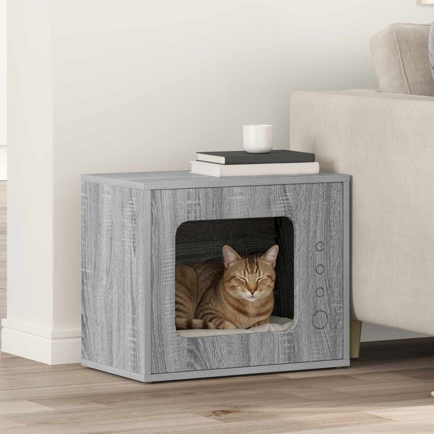 Kattenhuis Beton 51 X 30 X 42,5 Cm Bewerkt Hout