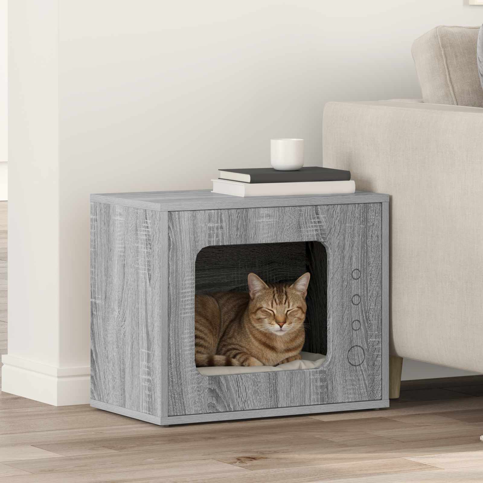 Kattenhuis Beton 51 X 30 X 42,5 Cm Bewerkt Hout