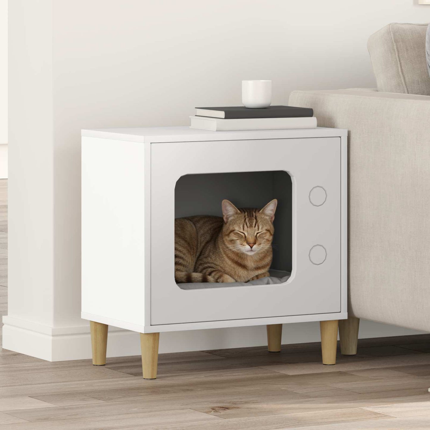 Kattenhuis Oudhout 51 X 30 X 52 Cm Bewerkt Hout