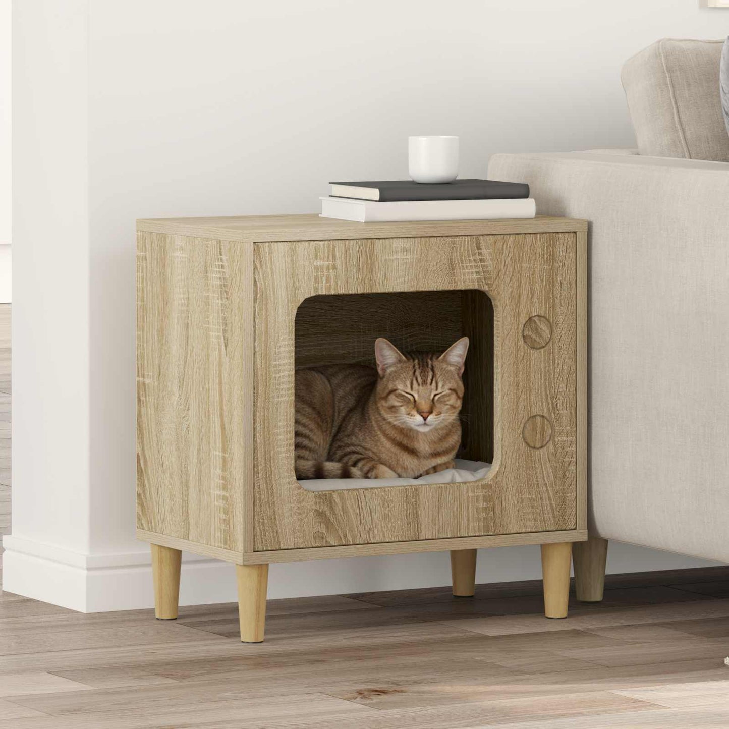 Kattenhuis Oudhout 51 X 30 X 52 Cm Bewerkt Hout