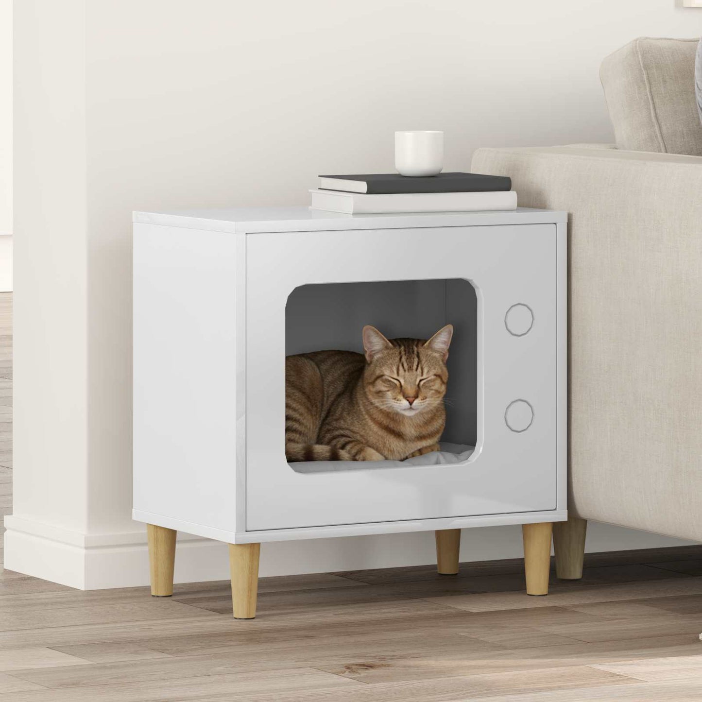 Kattenhuis Oudhout 51 X 30 X 52 Cm Bewerkt Hout