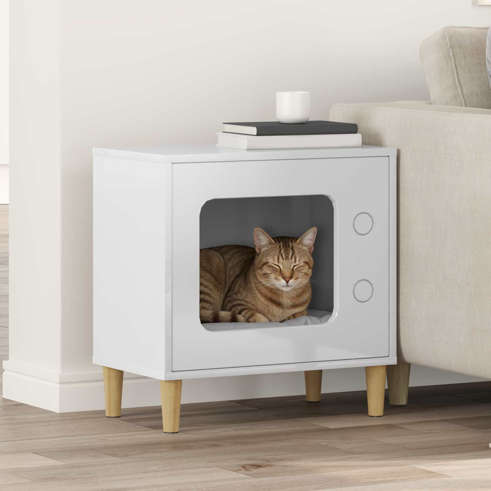 Kattenhuis Oudhout 51 X 30 X 52 Cm Bewerkt Hout