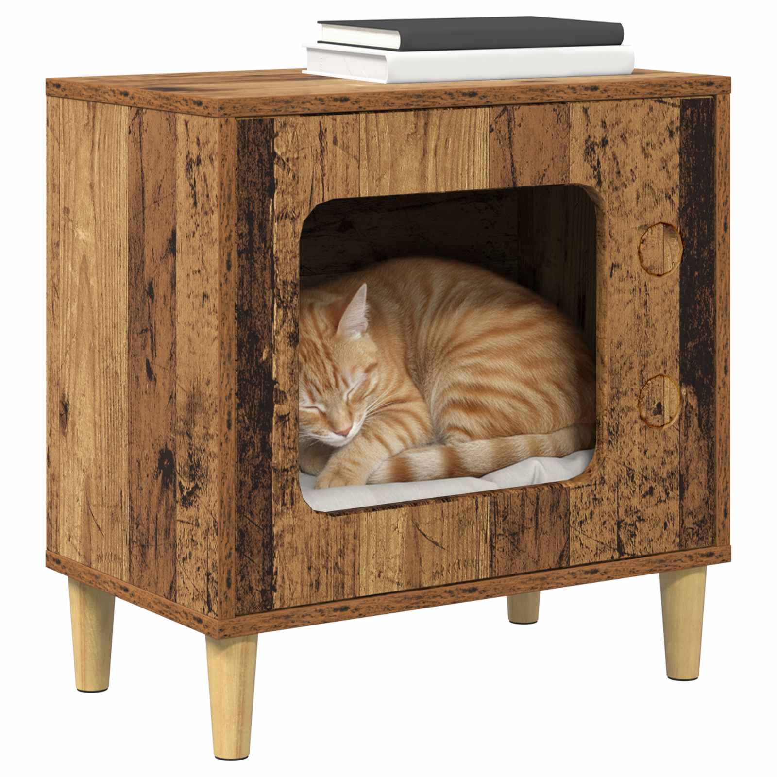 Kattenhuis Oudhout 51 X 30 X 52 Cm Bewerkt Hout