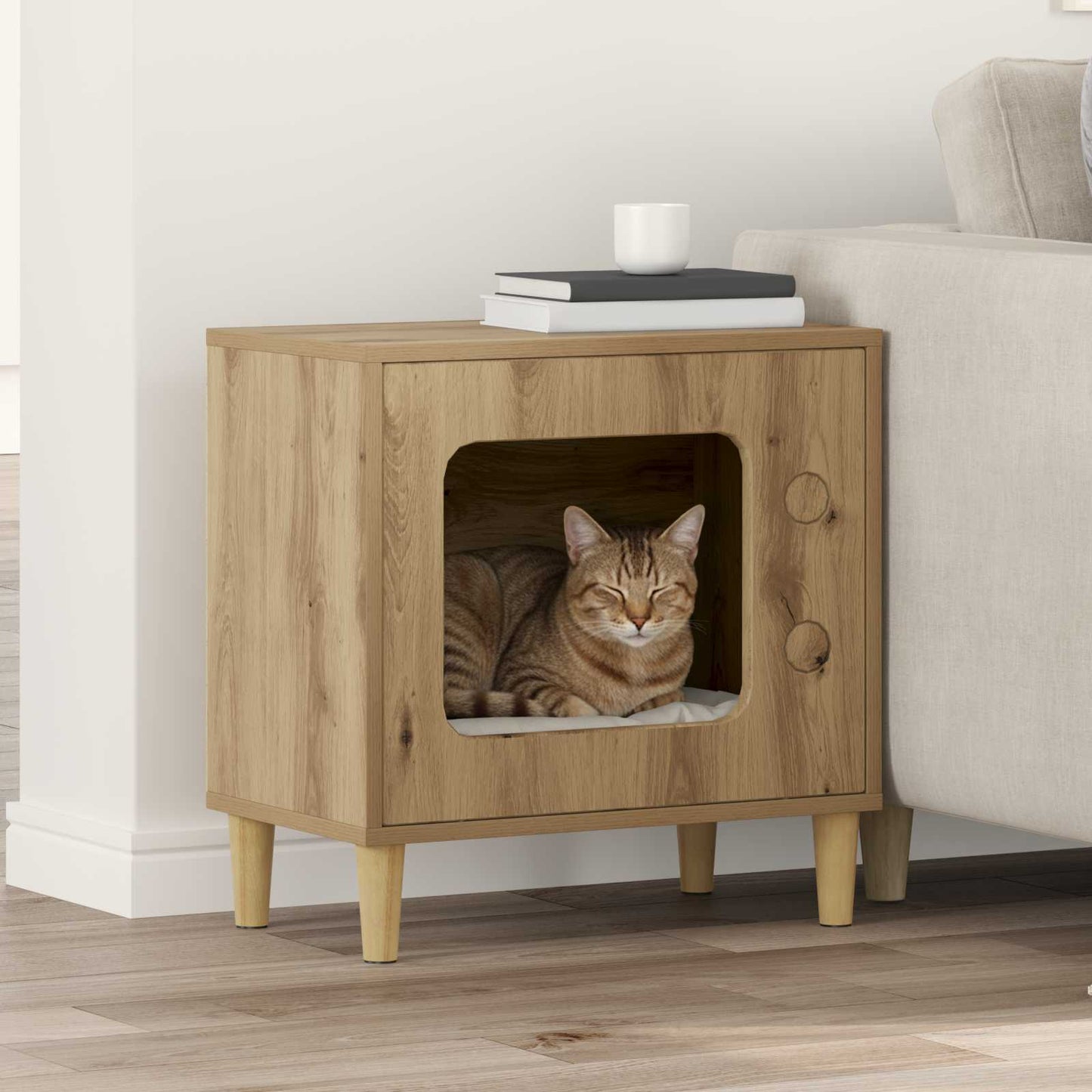 Kattenhuis Oudhout 51 X 30 X 52 Cm Bewerkt Hout
