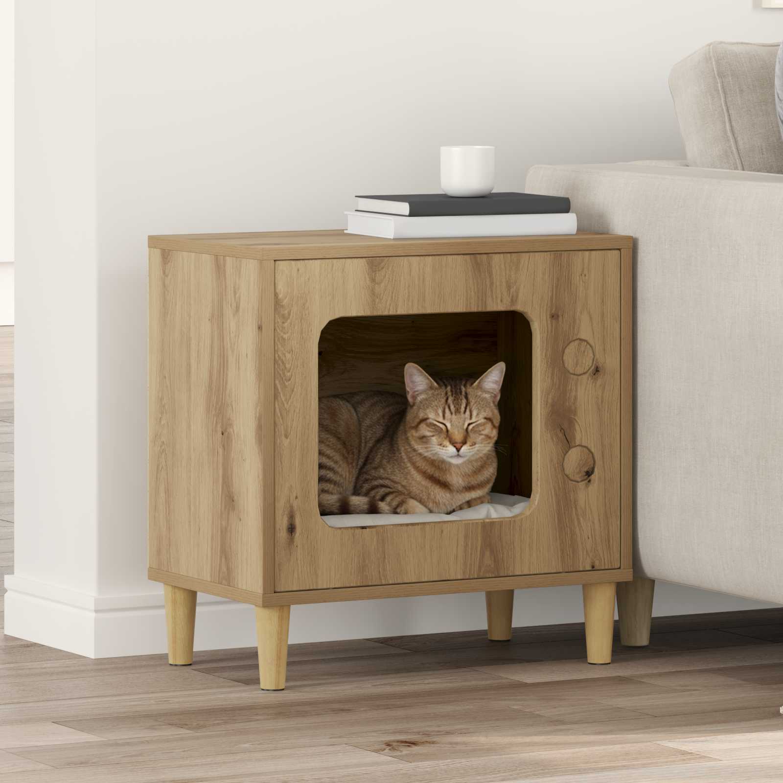 Kattenhuis Oudhout 51 X 30 X 52 Cm Bewerkt Hout
