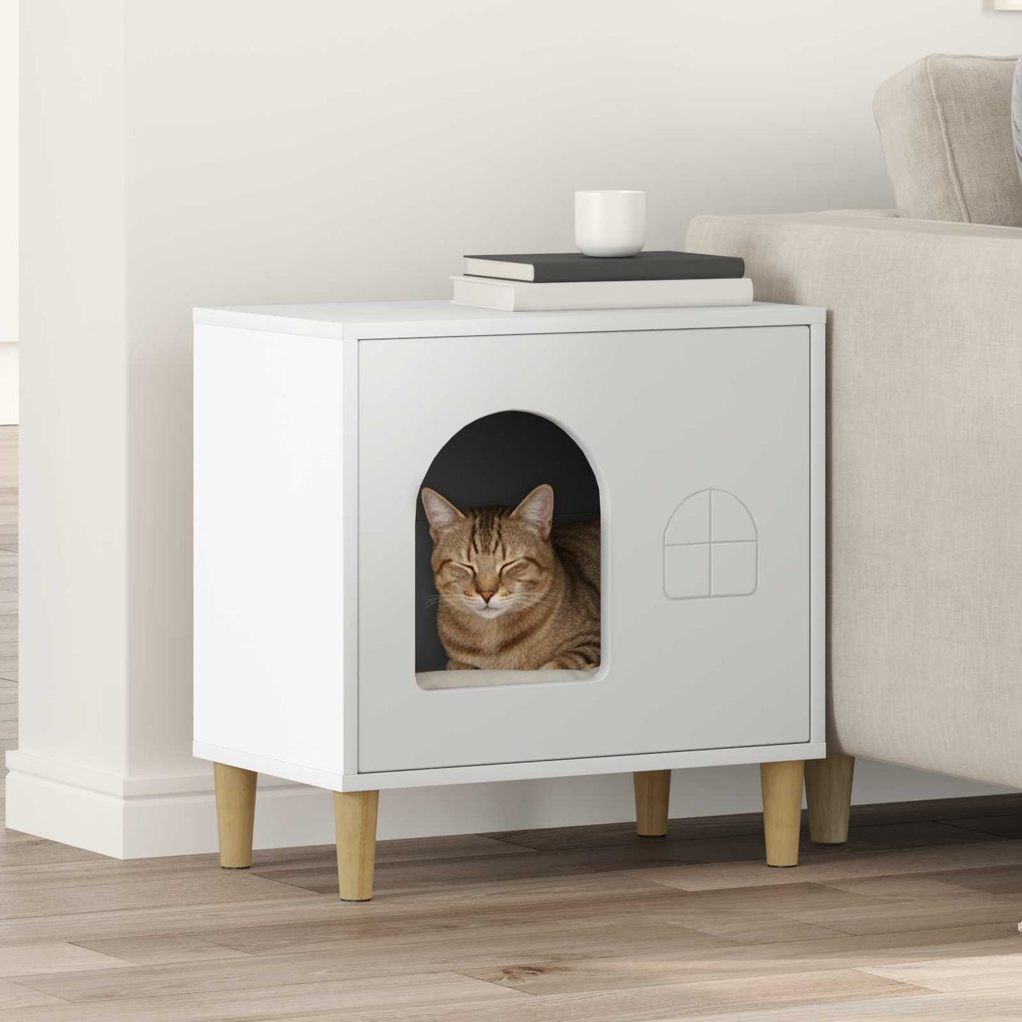 Kattenhuis 51 X 30 X 52 Cm Bewerkt Hout