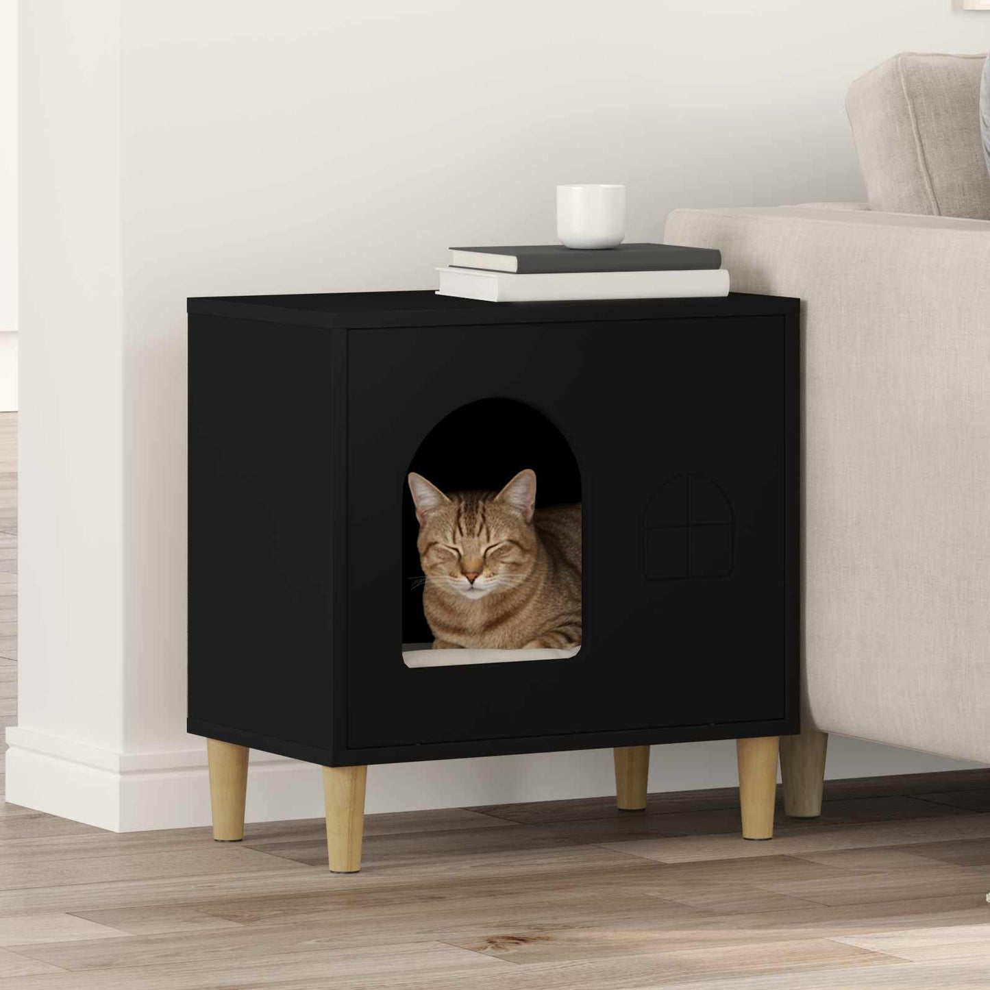 Kattenhuis 51 X 30 X 52 Cm Bewerkt Hout