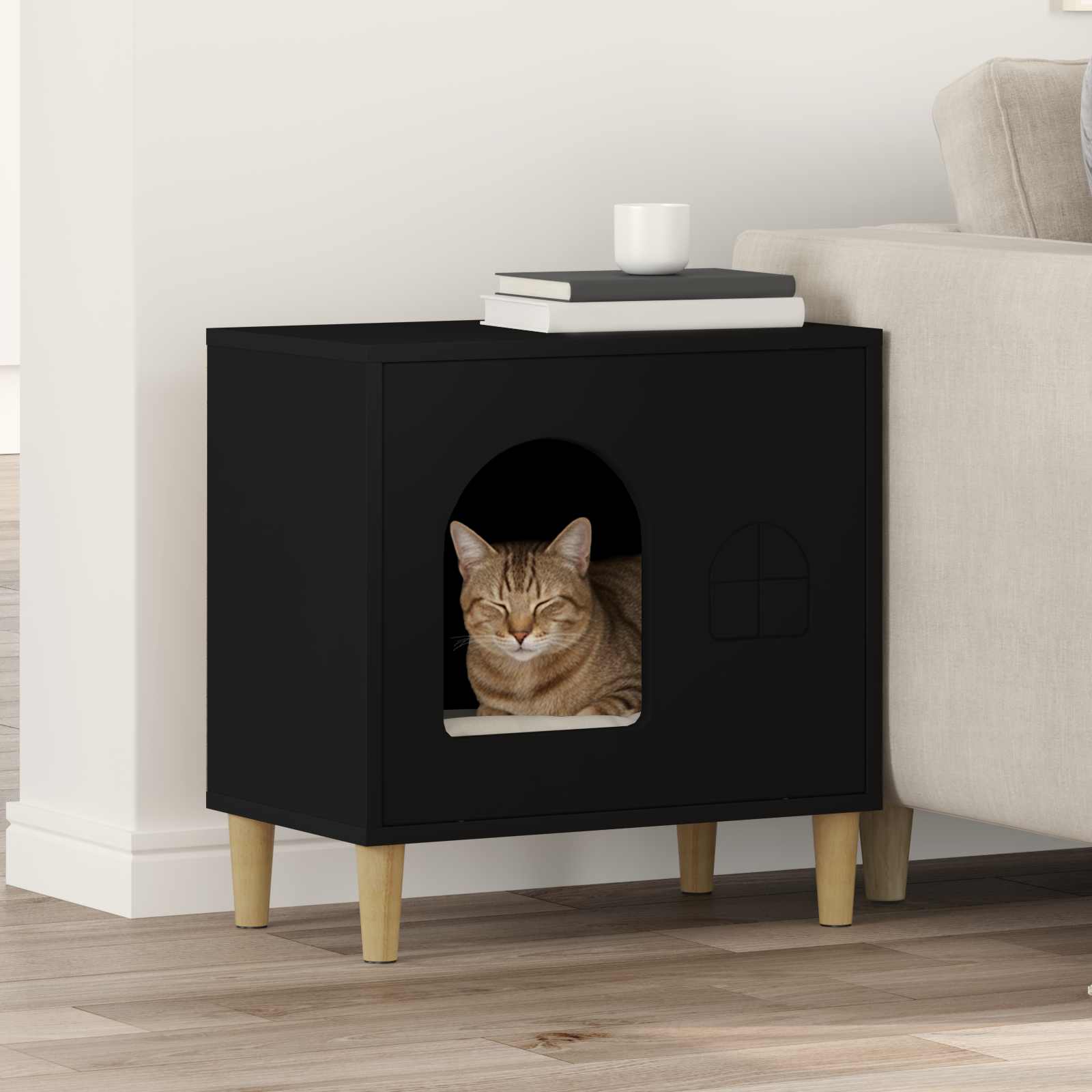 Kattenhuis 51 X 30 X 52 Cm Bewerkt Hout