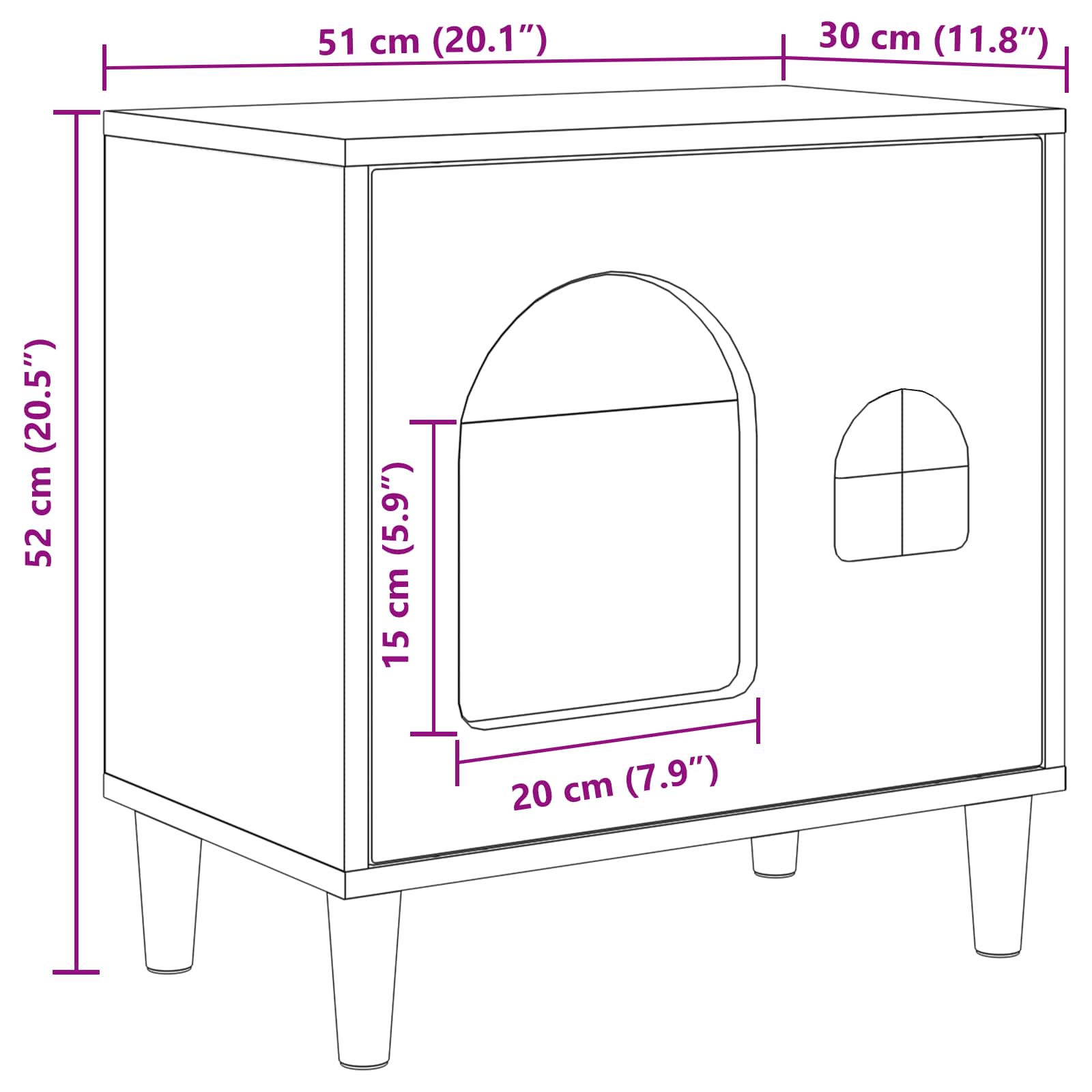 Kattenhuis 51 X 30 X 52 Cm Bewerkt Hout
