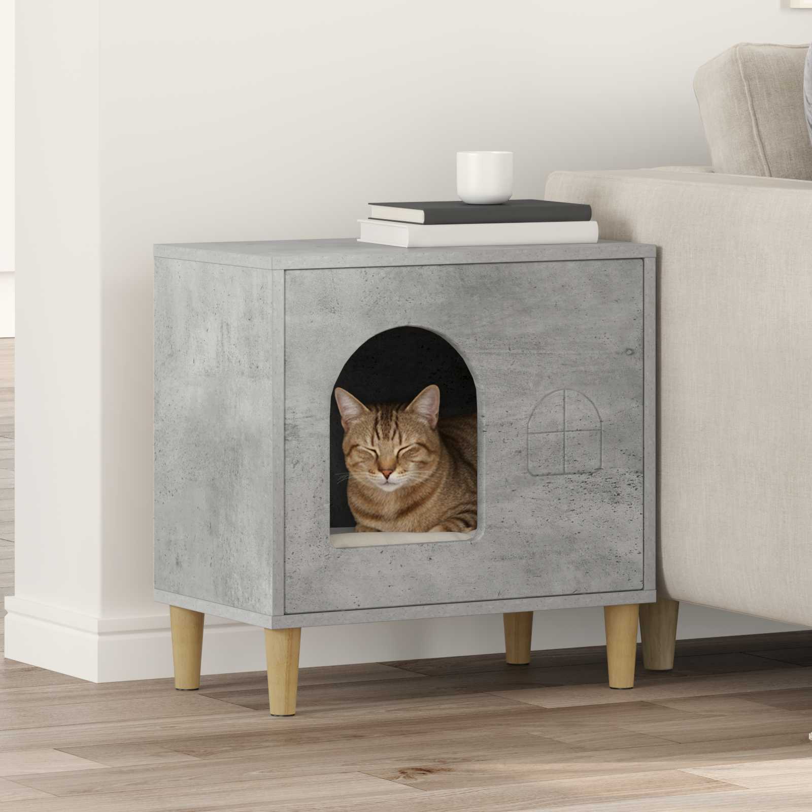 Kattenhuis 51 X 30 X 52 Cm Bewerkt Hout