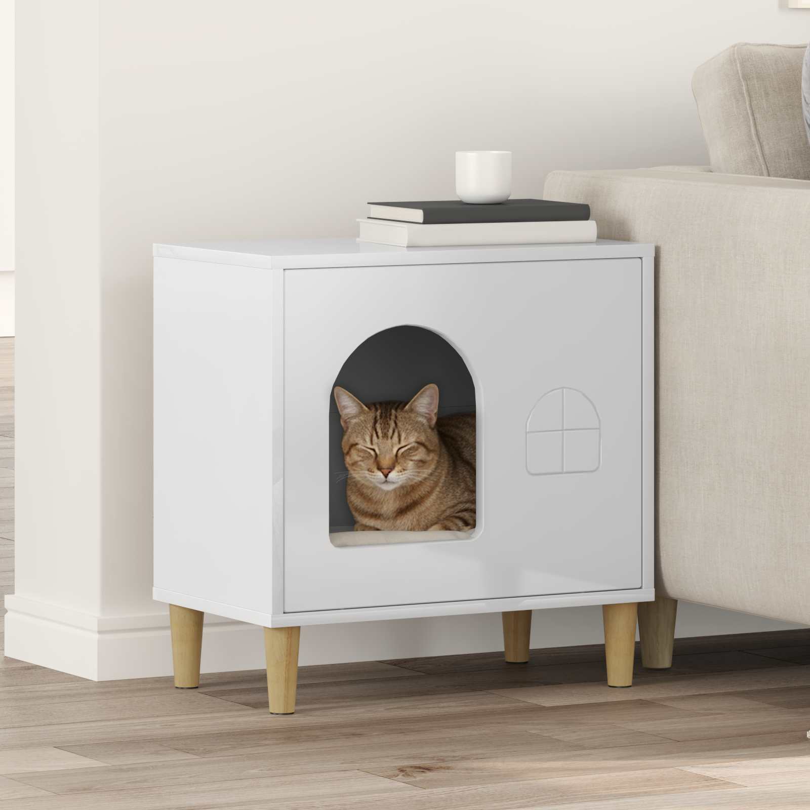 Kattenhuis 51 X 30 X 52 Cm Bewerkt Hout