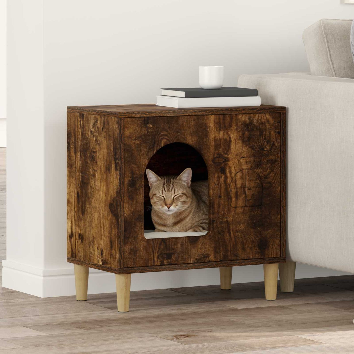 Kattenhuis 51 X 30 X 52 Cm Bewerkt Hout