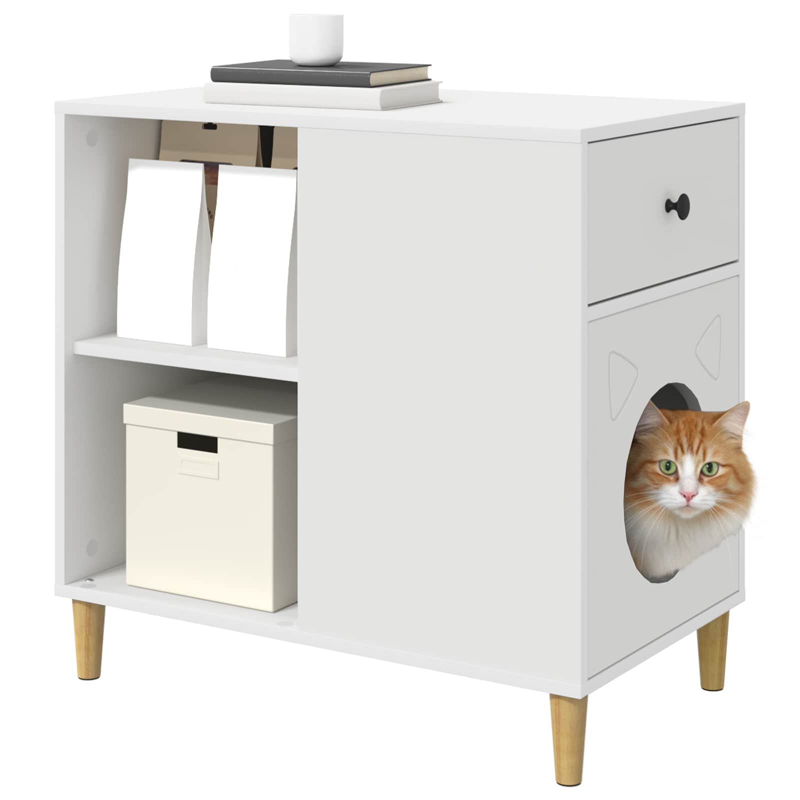 Kattenhuis 72 X 42,5 X 70 Cm Bewerkt Hout