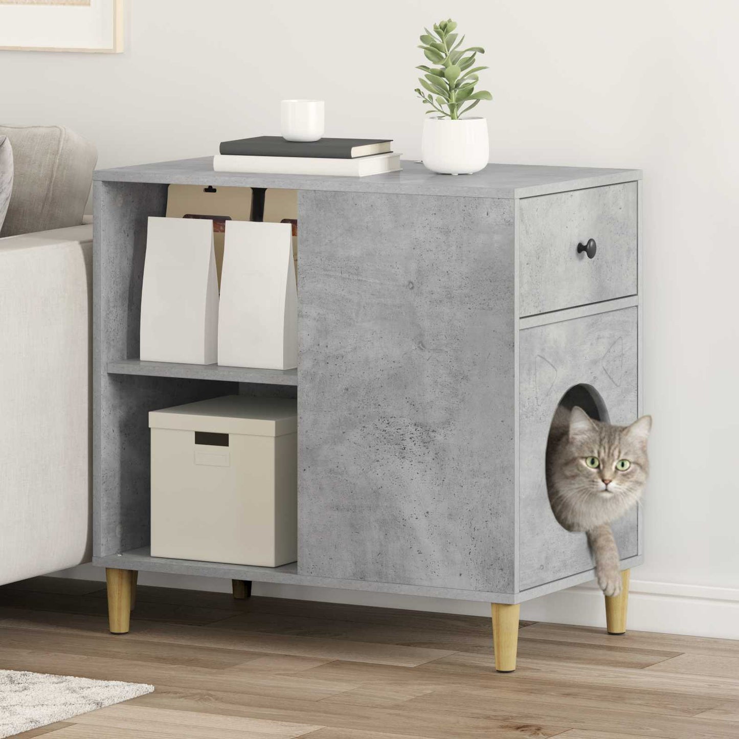 Kattenhuis 72 X 42,5 X 70 Cm Bewerkt Hout