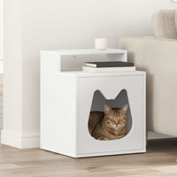 Kattenhuis Glanzend Wit 42,5 X 40 X 53,5 Cm Bewerkt Hout