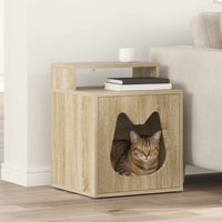 Kattenhuis Glanzend Wit 42,5 X 40 X 53,5 Cm Bewerkt Hout
