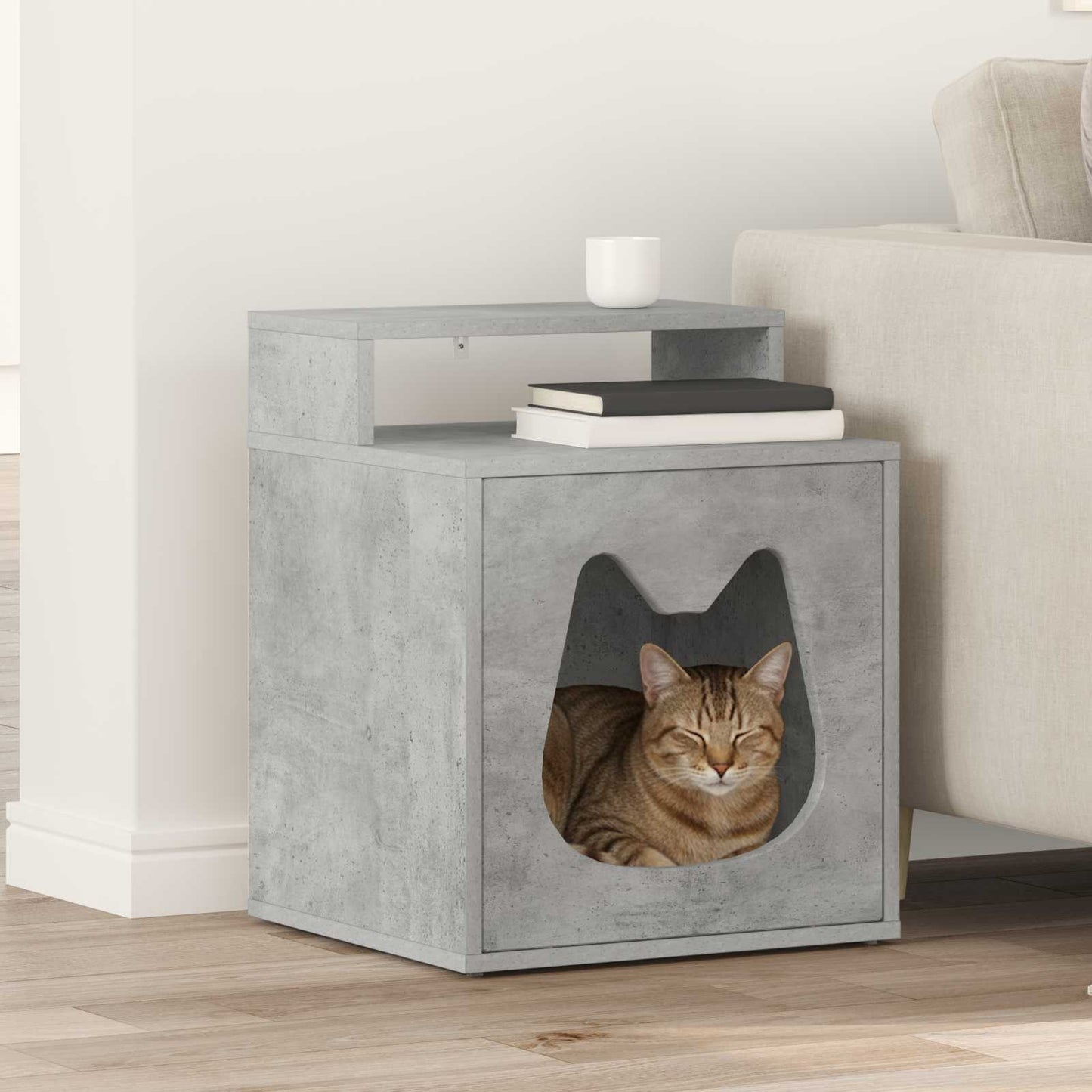 Kattenhuis Glanzend Wit 42,5 X 40 X 53,5 Cm Bewerkt Hout