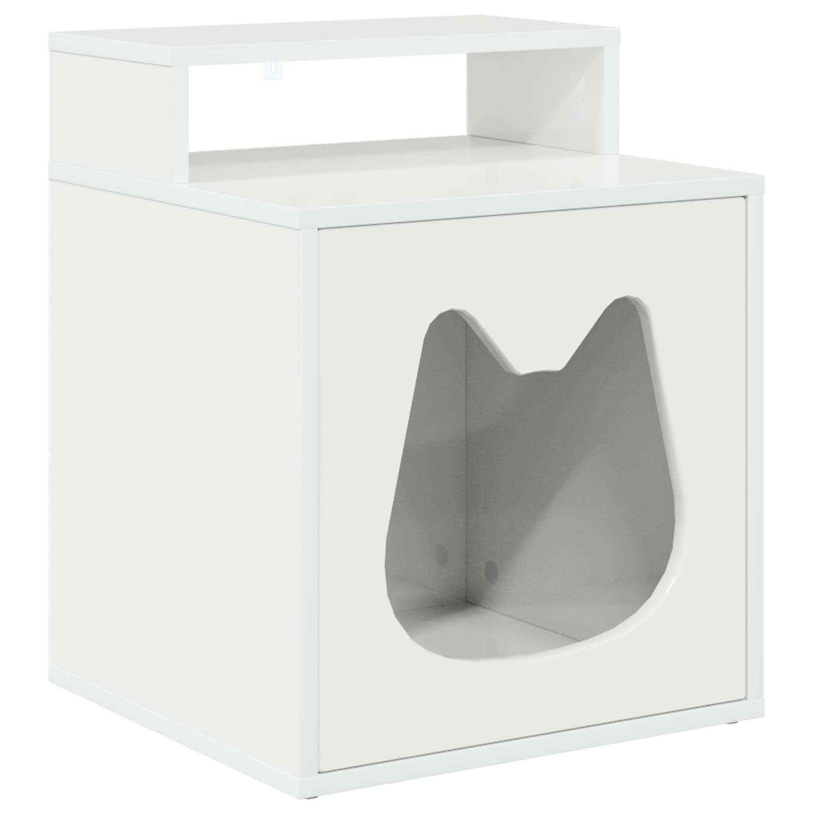 Kattenhuis Glanzend Wit 42,5 X 40 X 53,5 Cm Bewerkt Hout