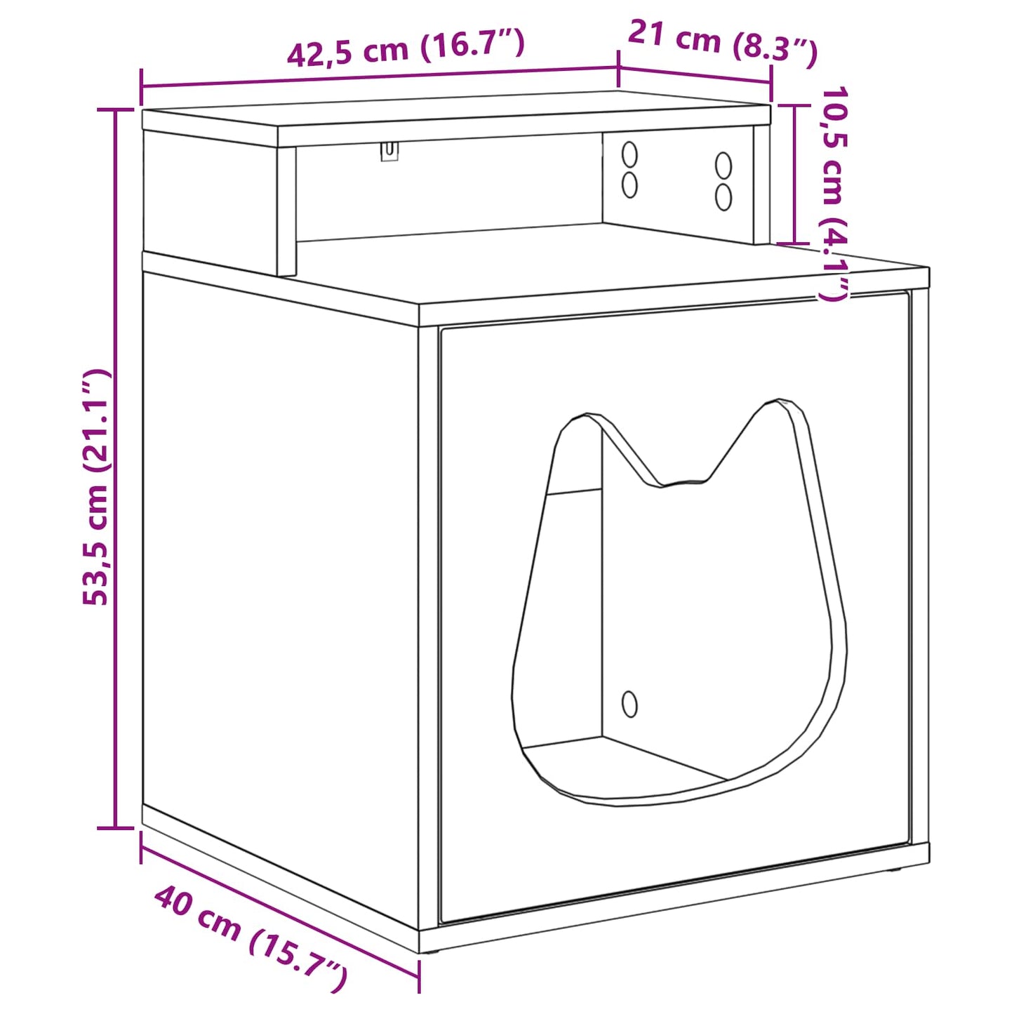 Kattenhuis Glanzend Wit 42,5 X 40 X 53,5 Cm Bewerkt Hout